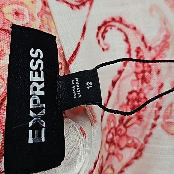 Express Layered Circle Mini Skirt Linen Blend Paisley Print Cottagecore - Picture 3 of 16